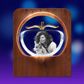 3D Crystal Photo LED Light Wooden Frame Apple PawCrystal