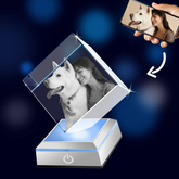 3D Crystal Photo Diamond Cube with Light Base PawCrystal