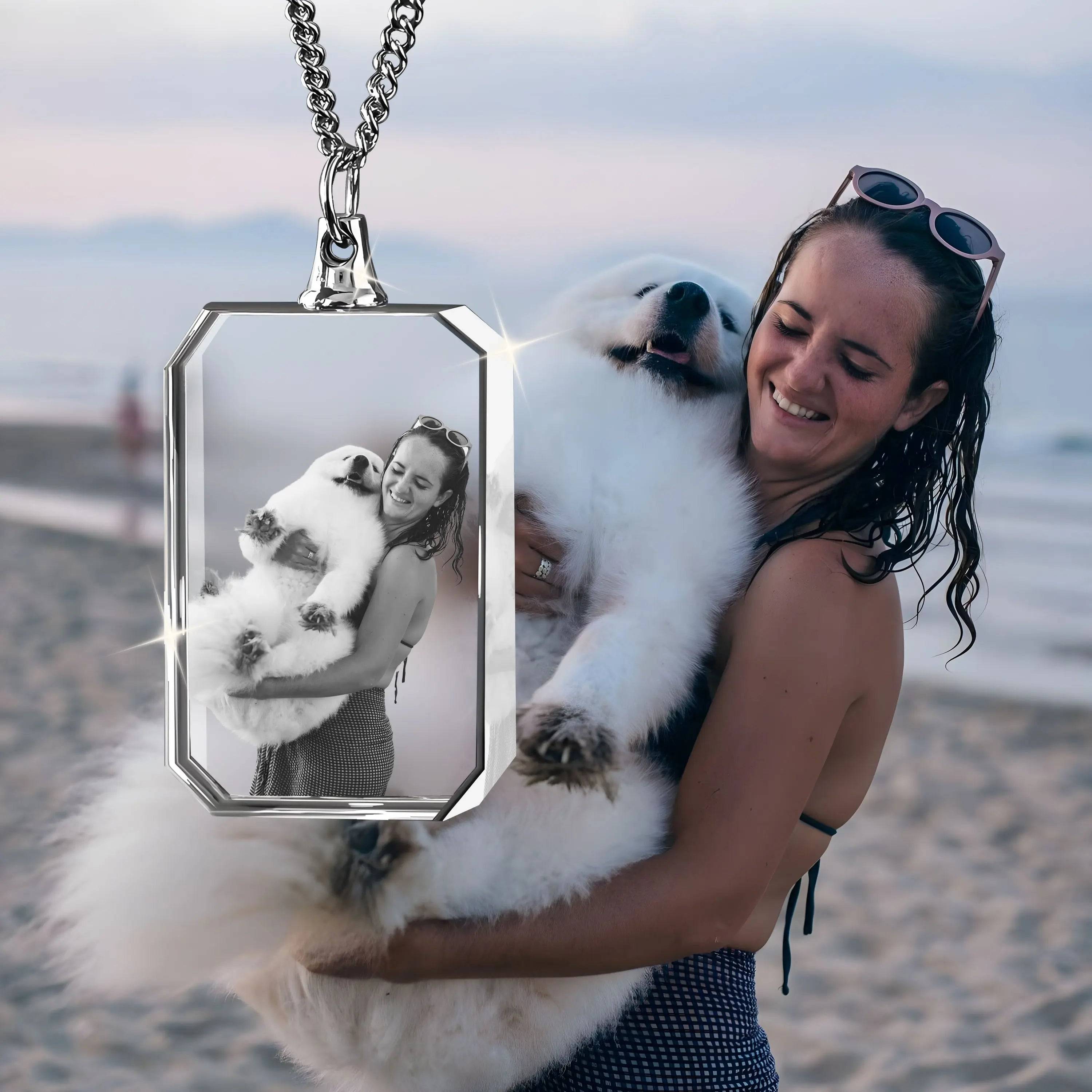 3D Crystal Photo Necklace Portrait PawCrystal
