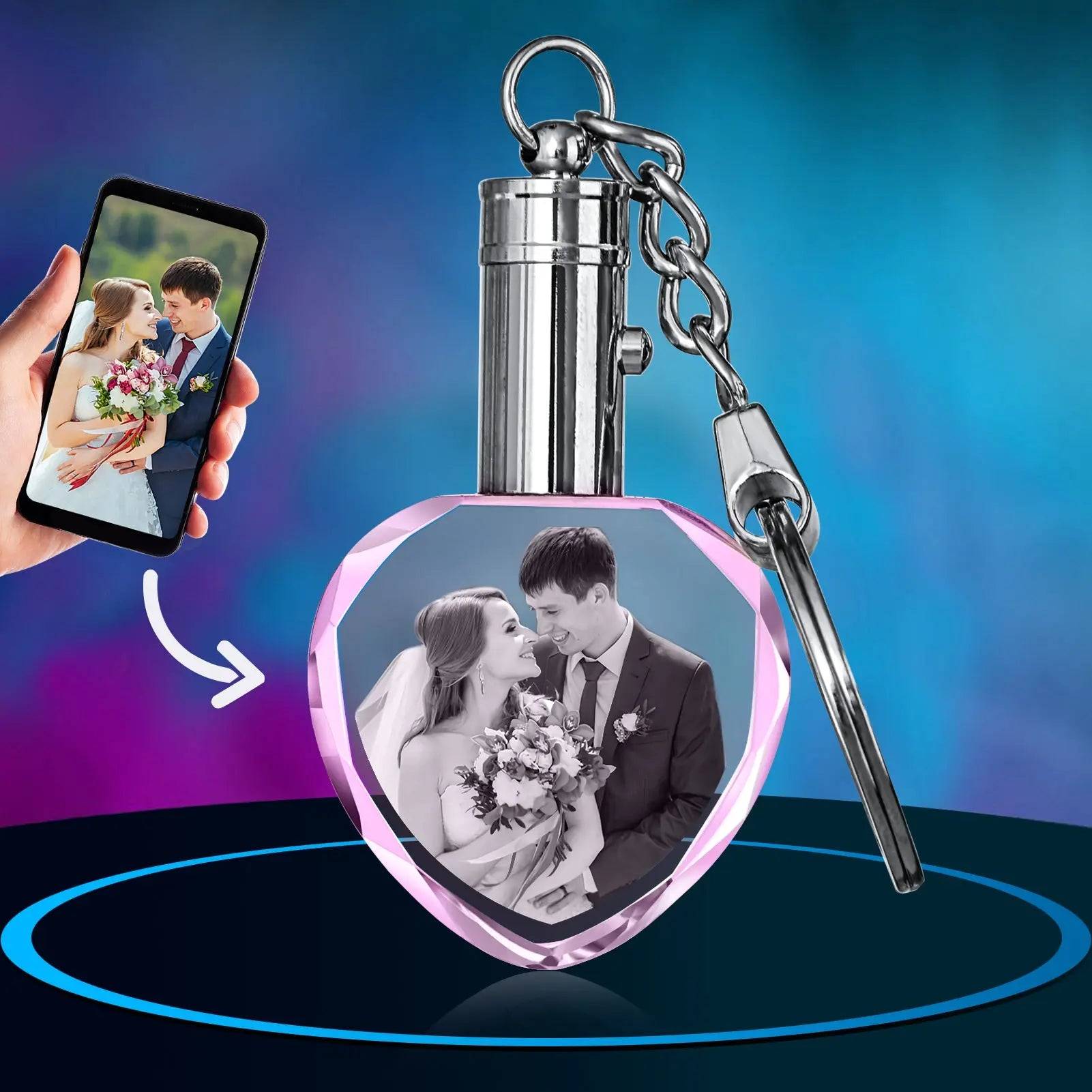 3D Crystal Photo Pink Keychain PawCrystal