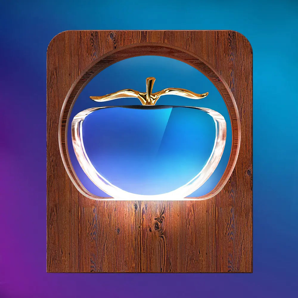 3D Crystal Photo LED Light Wooden Frame Apple PawCrystal