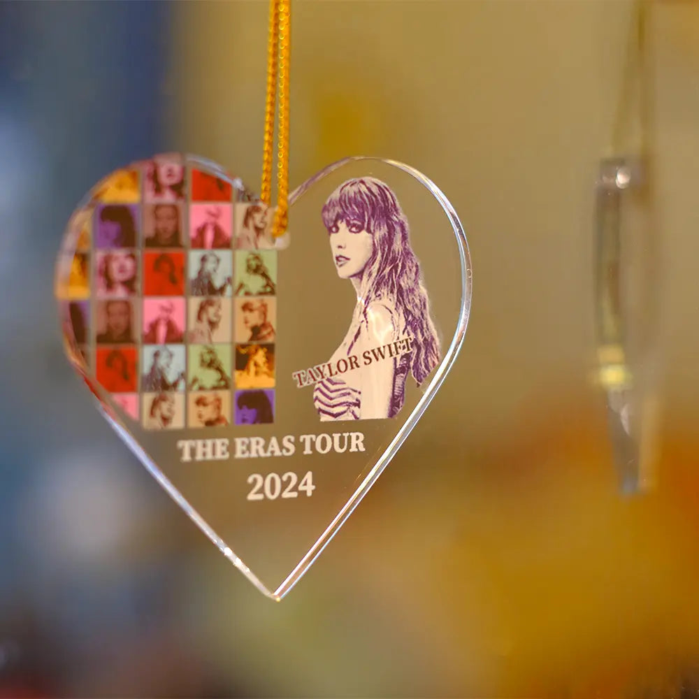 The Eras Tour Taylor Swift Christmas Ornament Swiftie Gifts Heart Shape PawCrystal