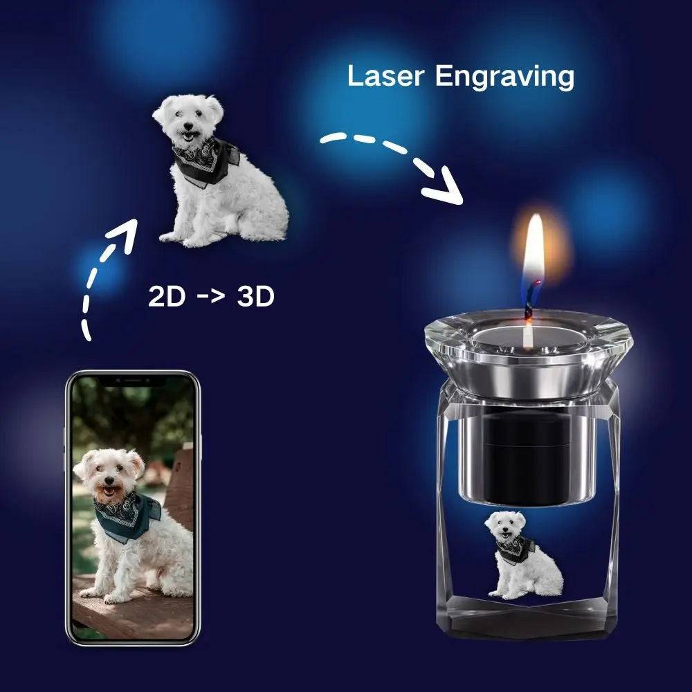 Customize 3D Crystal Photo Urn for Pet Ashes Small Custom 3D Photo and Text Mini Crystal Storage for Human Dog Cat Ash Loved Ones PawCrystal