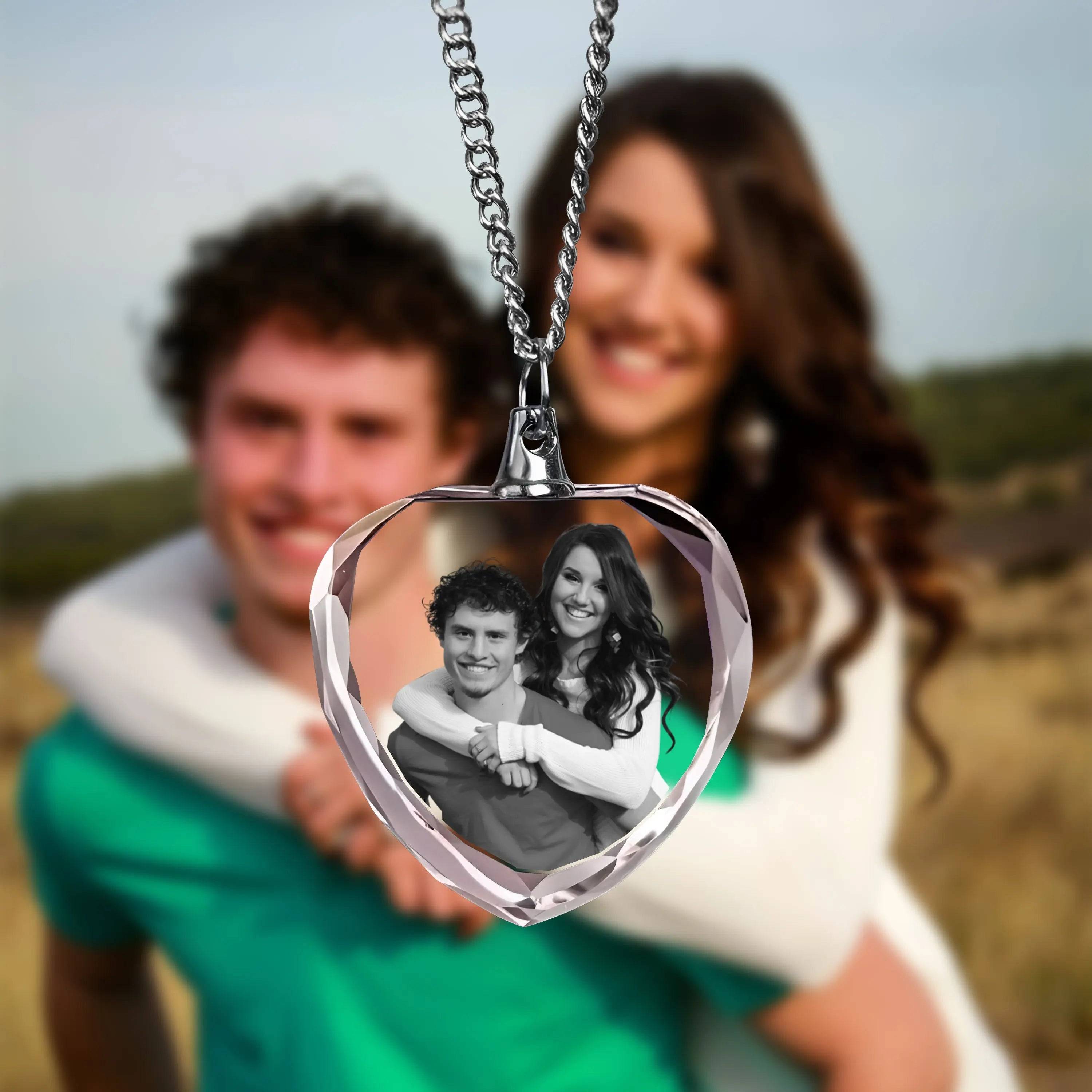 3D Crystal Photo Necklace Heart Shape PawCrystal