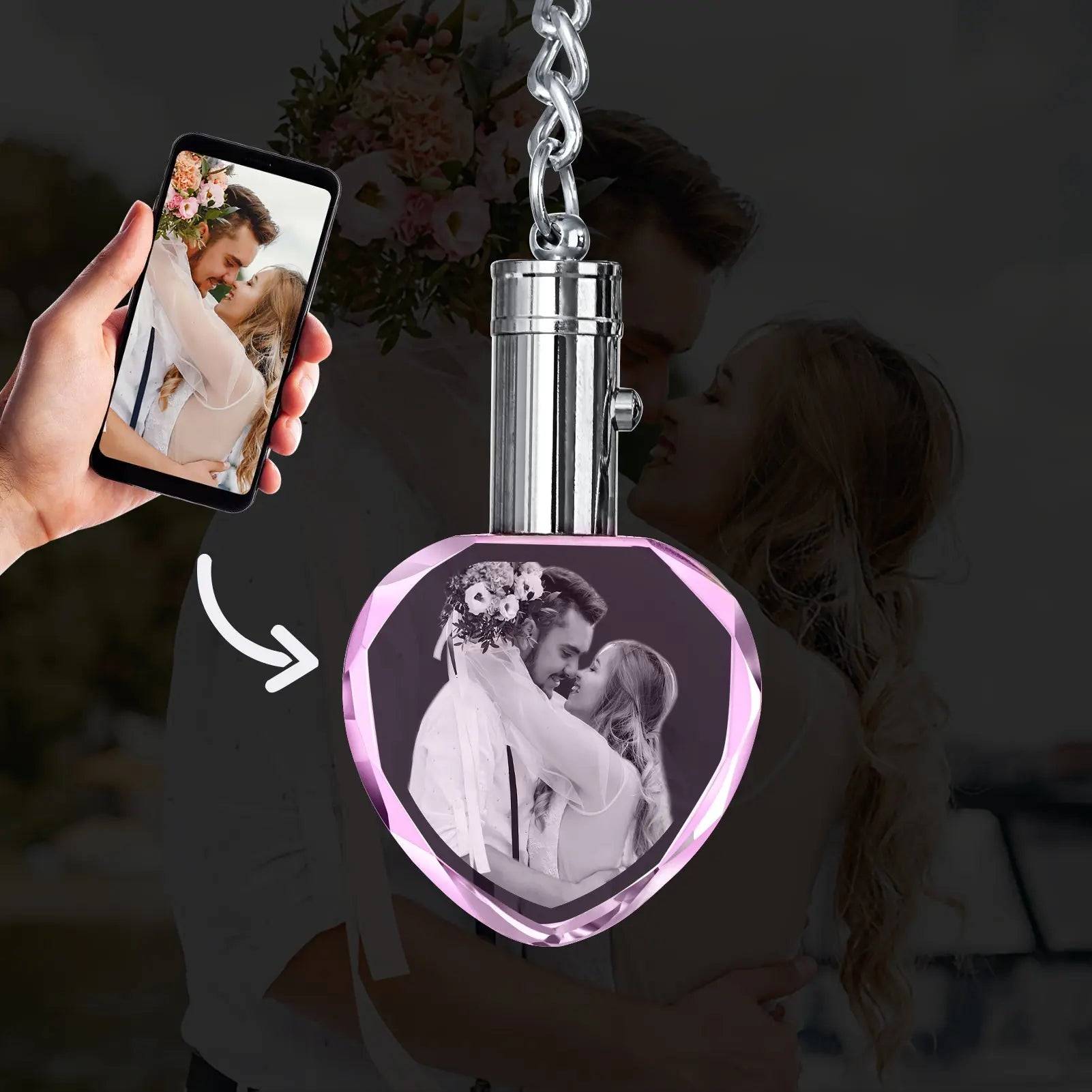 3D Crystal Photo Pink Keychain PawCrystal