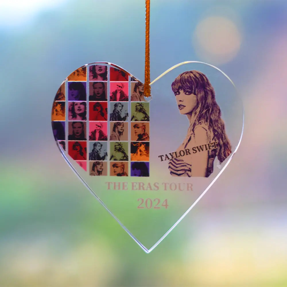 The Eras Tour Taylor Swift Christmas Ornament Swiftie Gifts Heart Shape PawCrystal