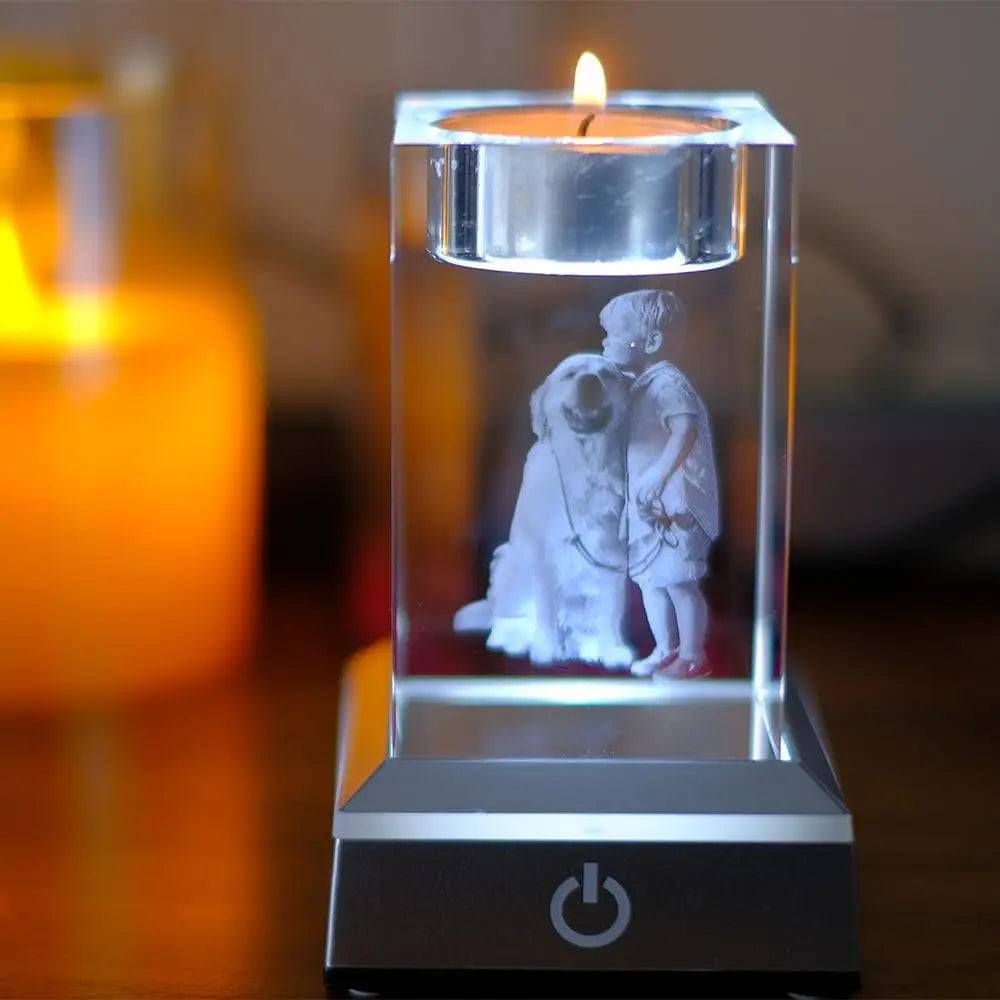 3D Crystal Photo Candle Holder PawCrystal