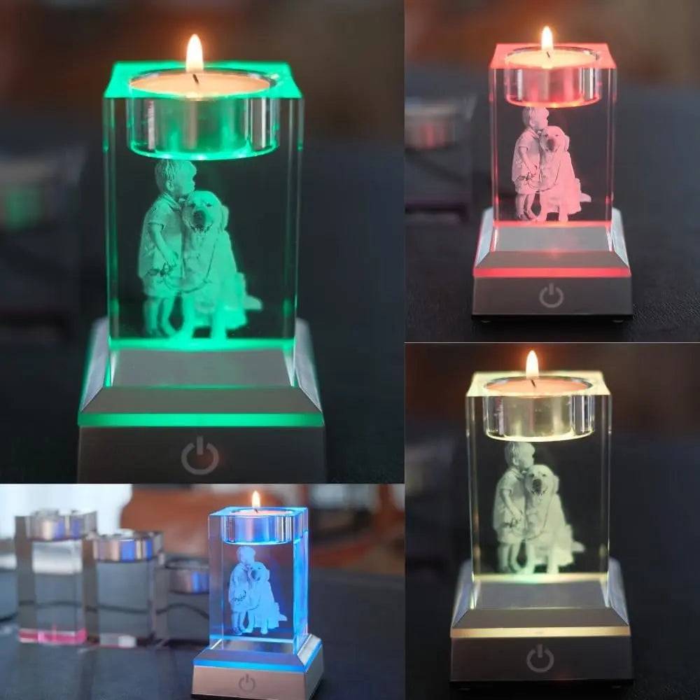 3D Crystal Photo Candle Holder PawCrystal