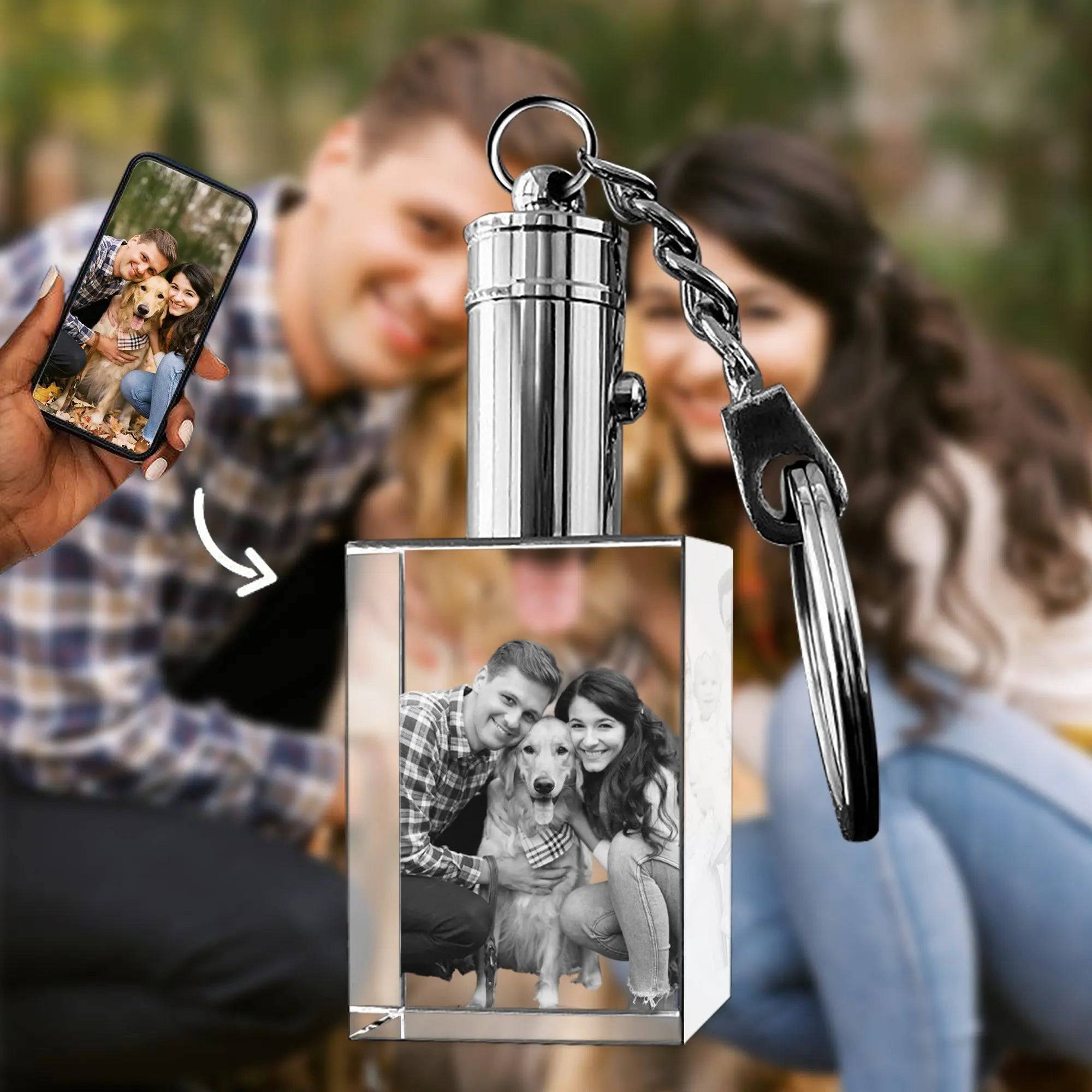 3D Crystal Photo Keychain PawCrystal