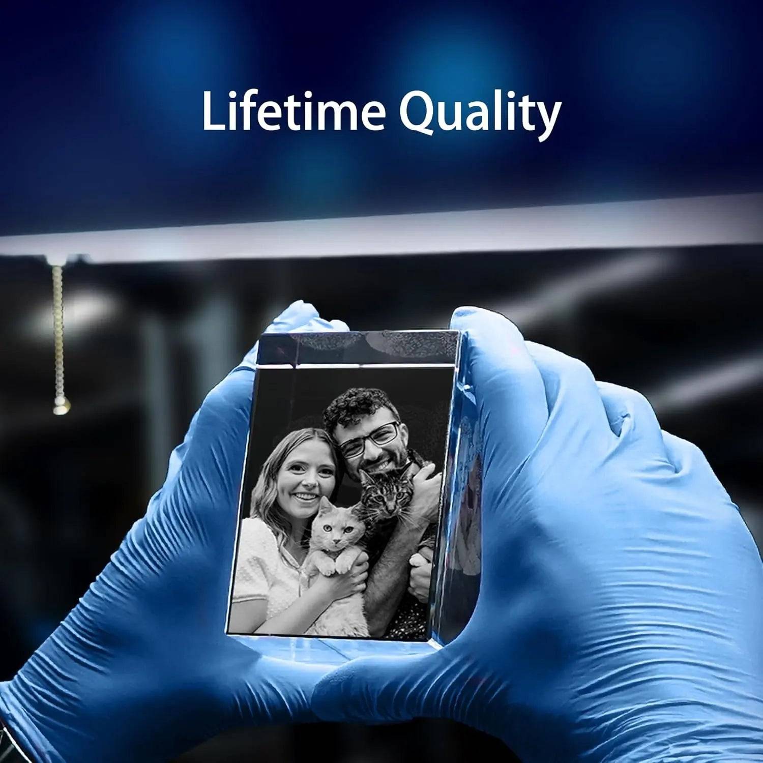 3D Crystal Photo Square Shape with Light Base PawCrystal