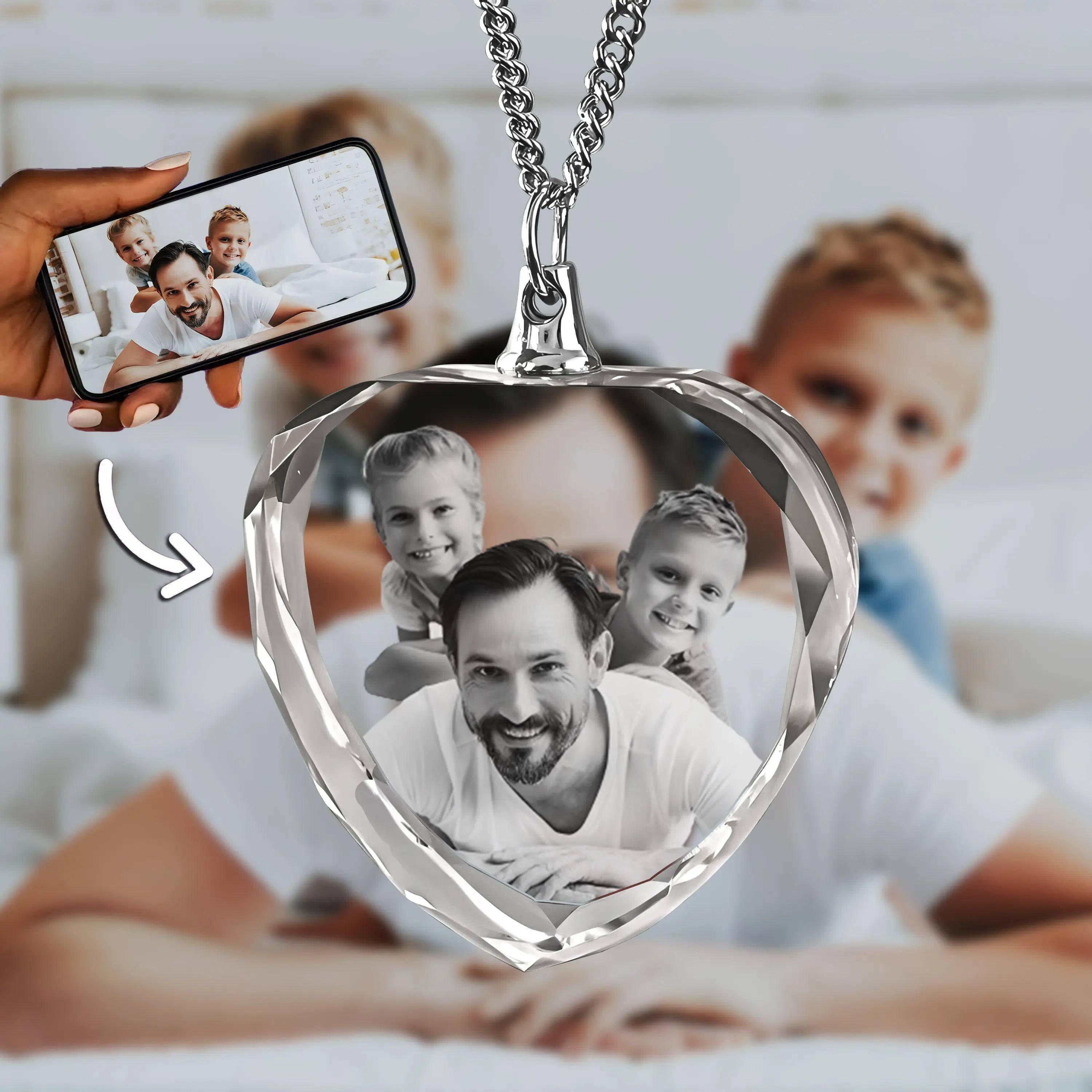 3D Crystal Photo Necklace Heart Shape PawCrystal