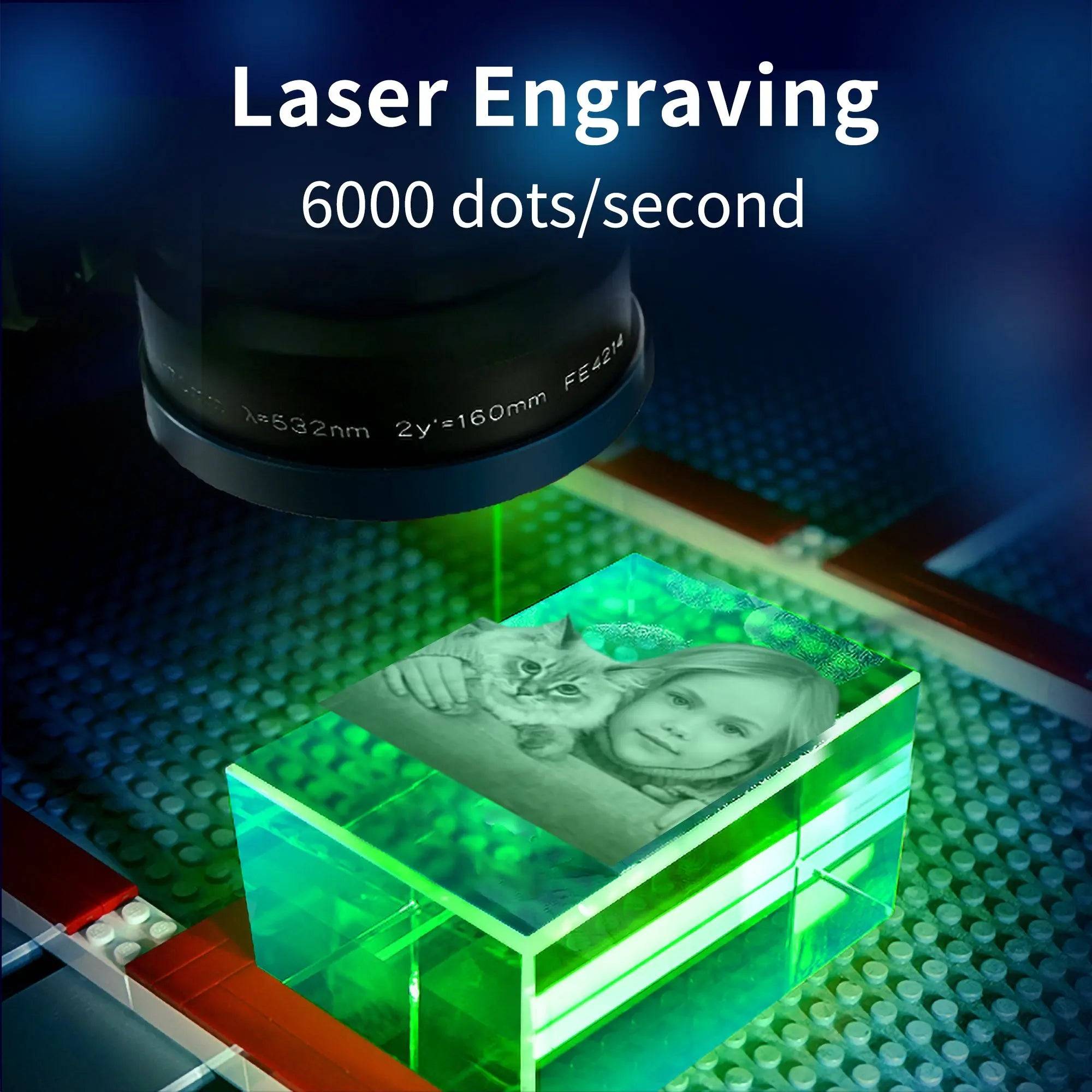 3D Crystal Photo Rectangle with Light Base PawCrystal