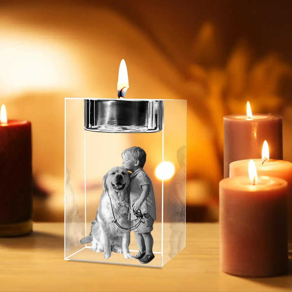 3D Crystal Photo Candle Holder PawCrystal