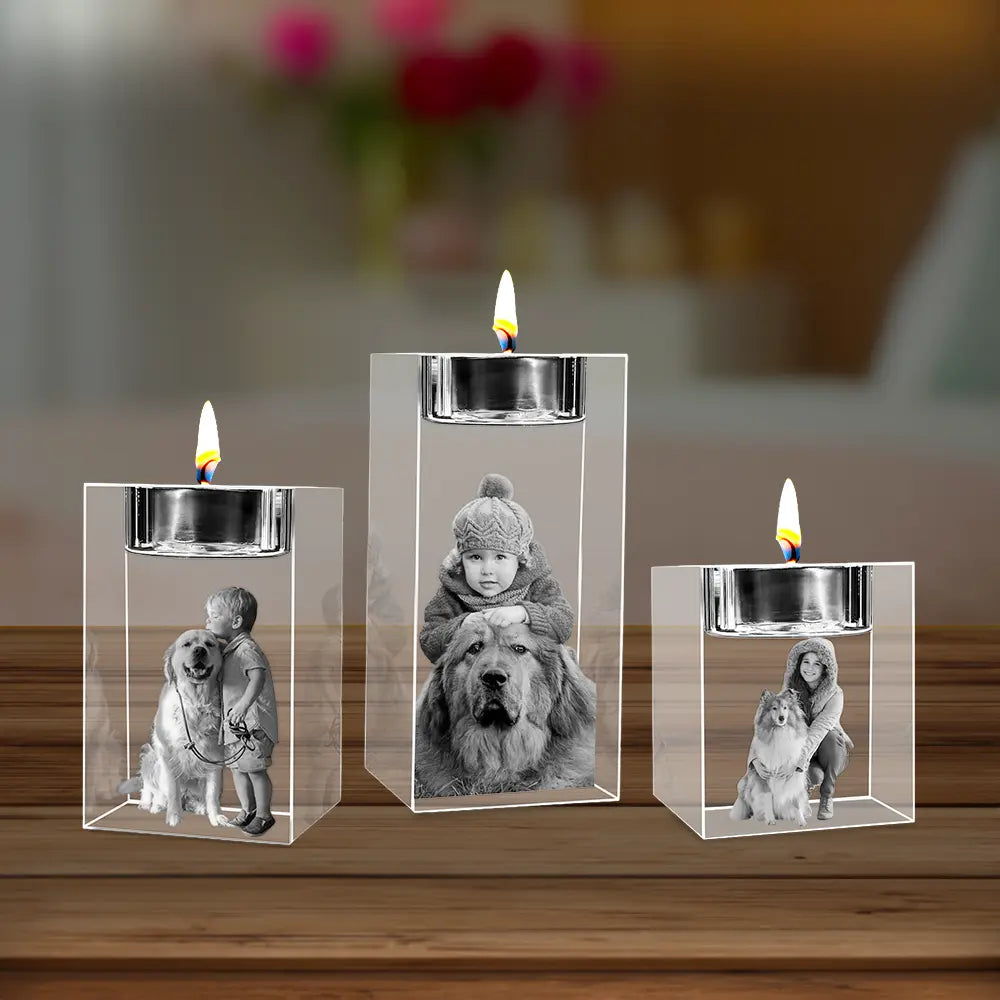 3D Crystal Photo Candle Holder PawCrystal
